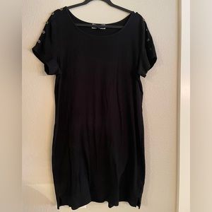 Shirt Dress - size L black with gold buttons